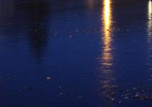 partially frozen winters night